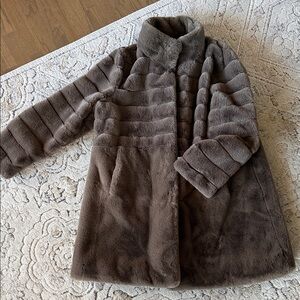 Jones New York Brown Faux Fur Coat